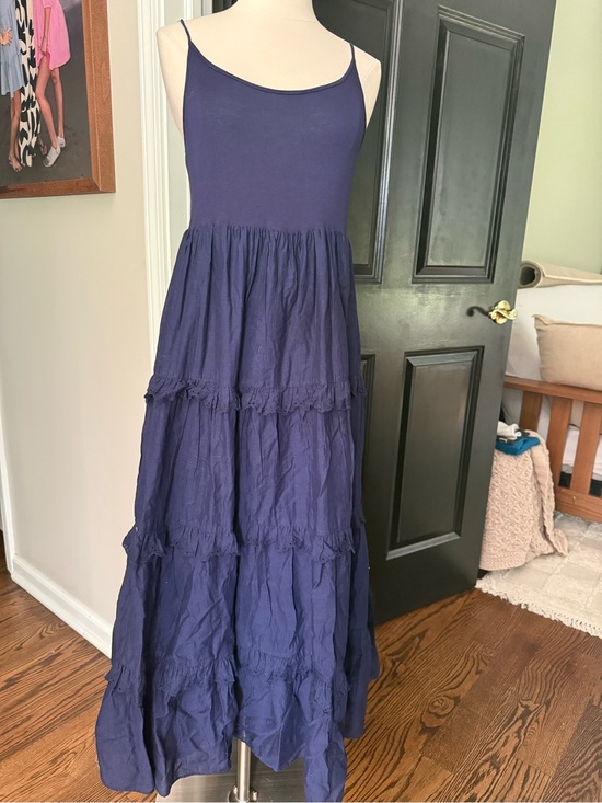 Anthropologie Dresses & Skirts - Anthropologie navy blue tiered tank maxi dress M petite